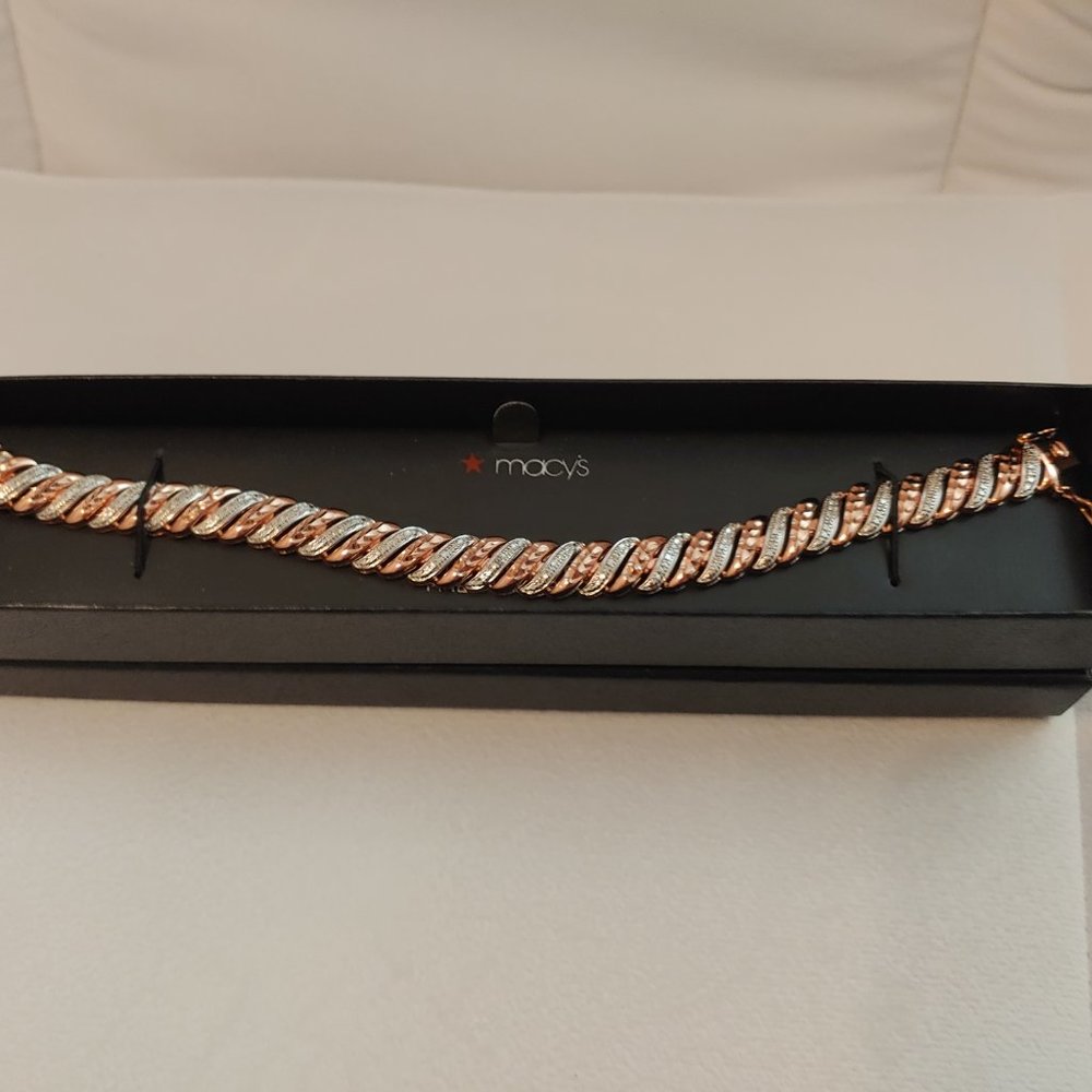 Macy's Diamond Accent Fine Silver Plate Rose gold bracelet